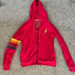 Small aviator nation zip up pink with stripes
